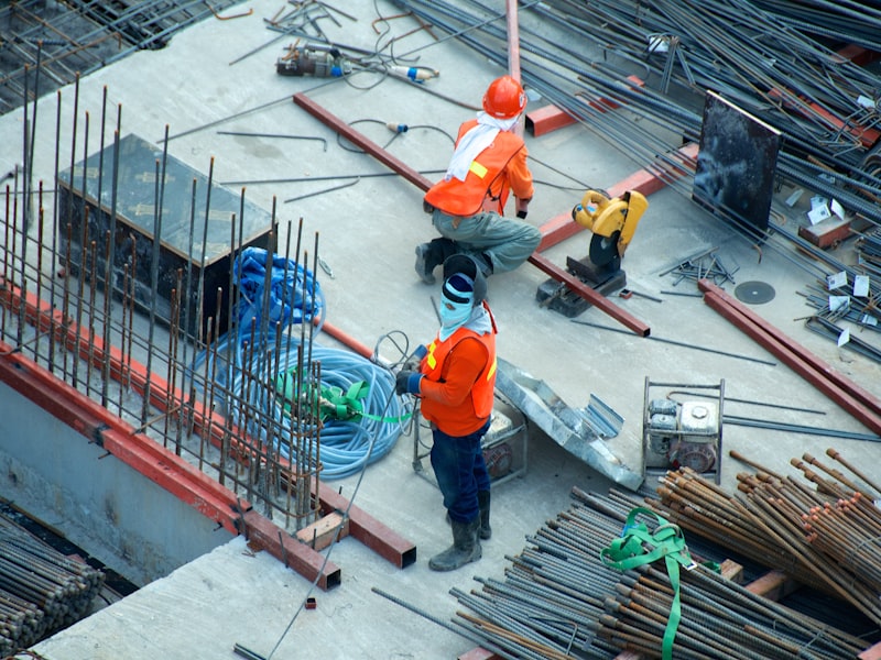 Construction site with modern equipment monitoring